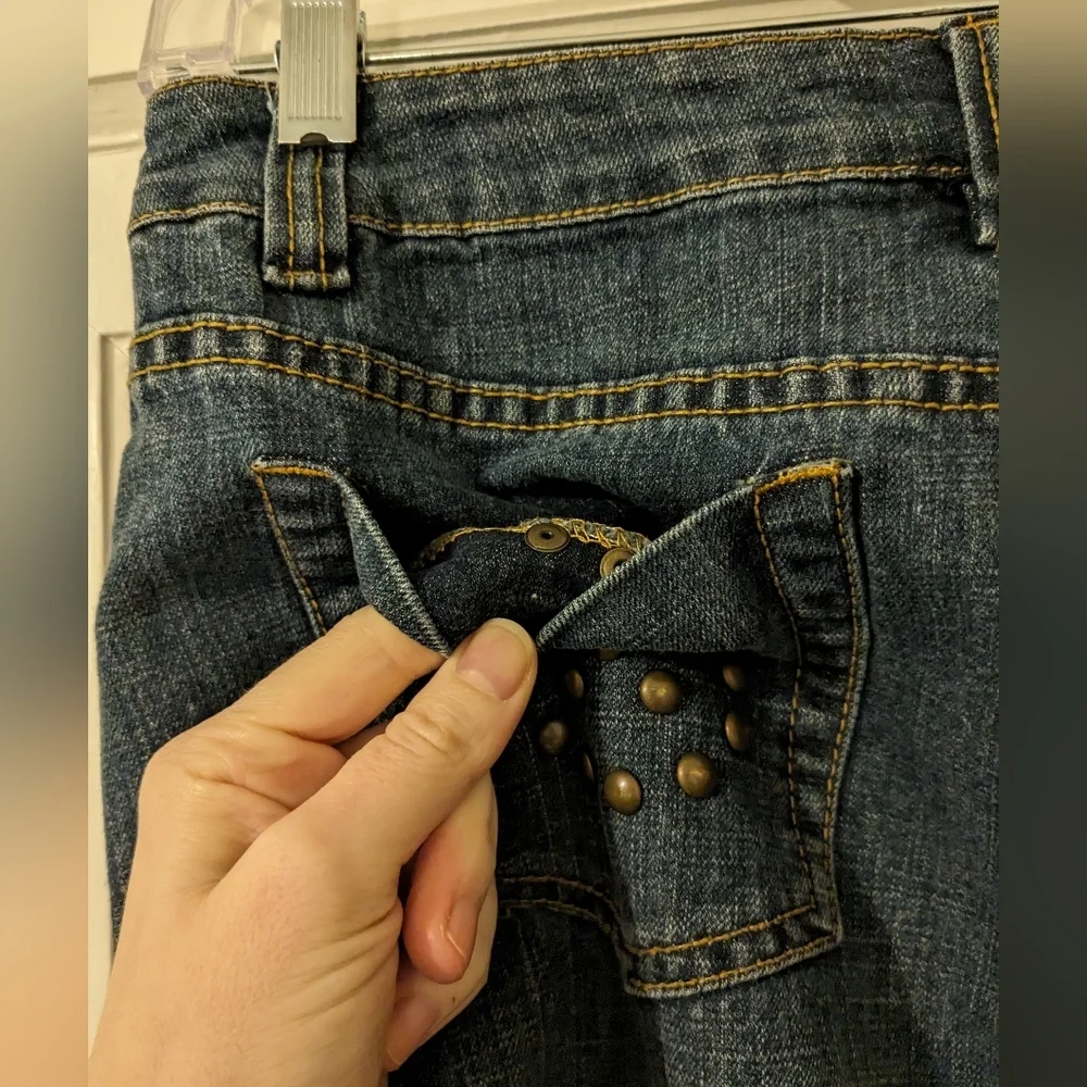 Vintage Studded Western Y2K 90s Mini Midi Denim Skirt Small size 4